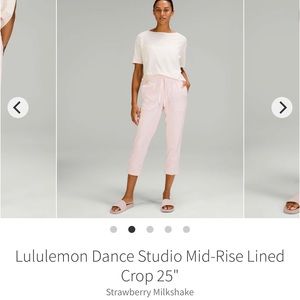 Lululemon Dance Studio Mid-Rise Lined Crop 25" Strawberry Milkshake